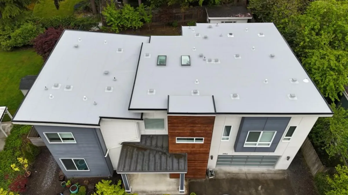Flat roof membrane installation near Enumclaw, Washington
